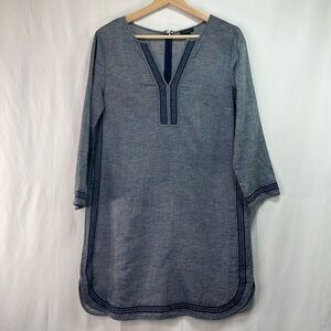 🍄 Ann Taylor blue cotton linen blend caftan style dress